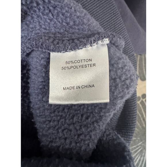 White Fox With Love For You Navy Hoodie Yellow Graphic Fleece Lined Size M/L - Picture 5 of 6